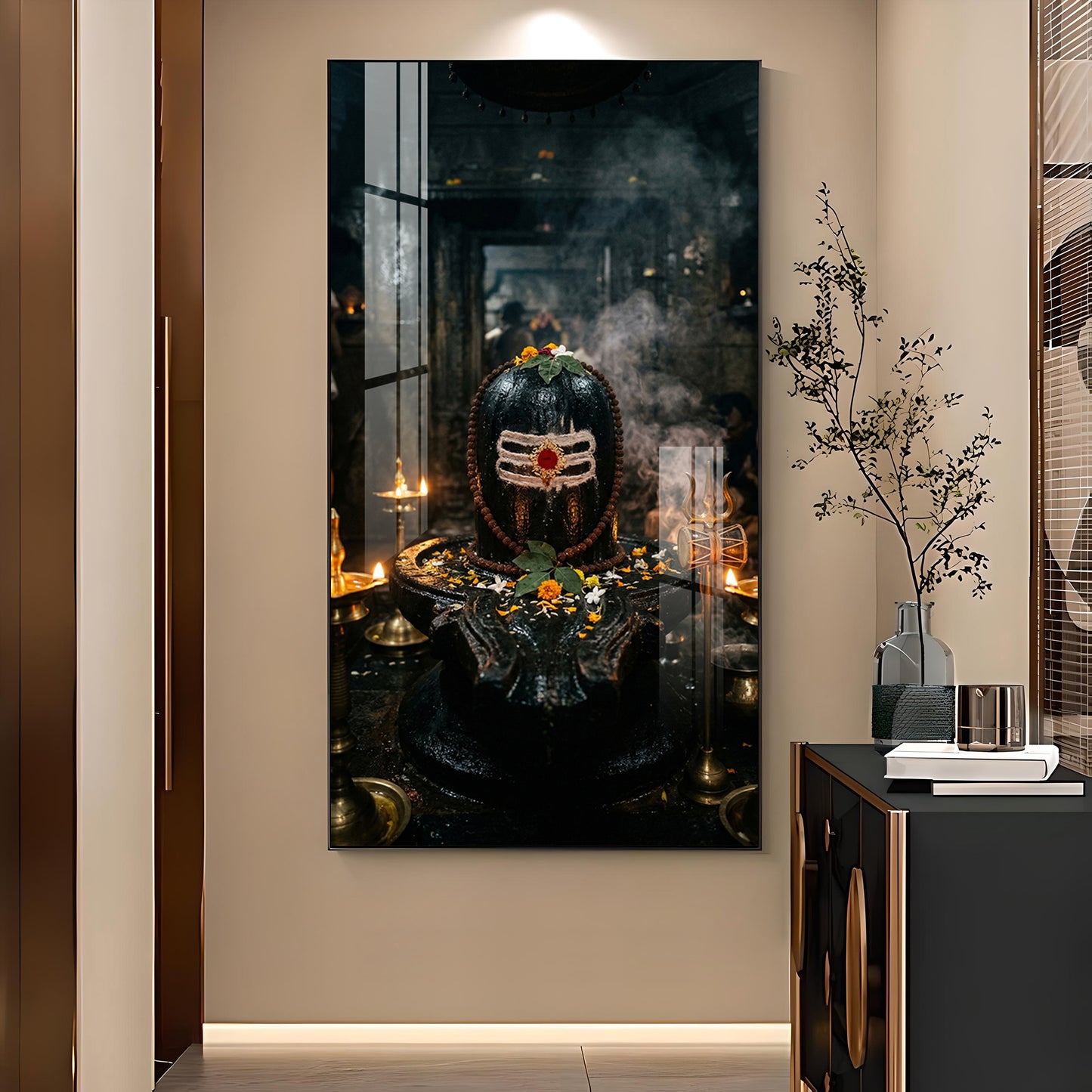 Shiv Maheshwar Glass Finish Vertical Wall Art