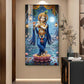 Lord Krishna With Flute Glass Finish Vertical Wall Art