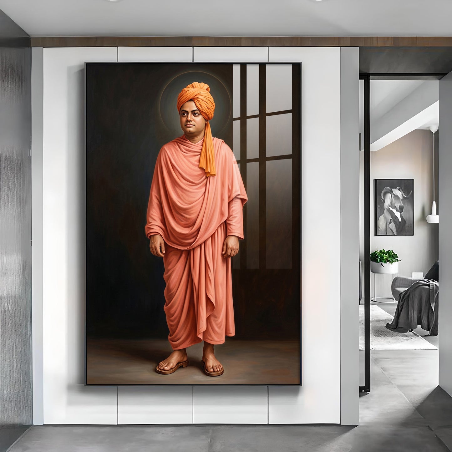 Swami Vivekananda Glass Finish Vertical Wall Art