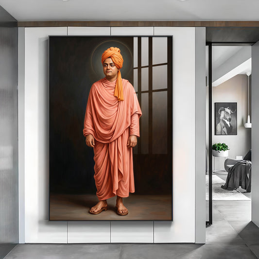 Swami Vivekananda Glass Finish Vertical Wall Art