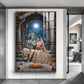 Hindu Deities Radha & Krishna Glass Finish Vertical Wall Art