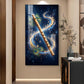 Flute With Peacock Feathers Glass Finish Vertical Wall Art