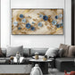 Elegant Blue Flower Glass Finish Horizontal Wall Art