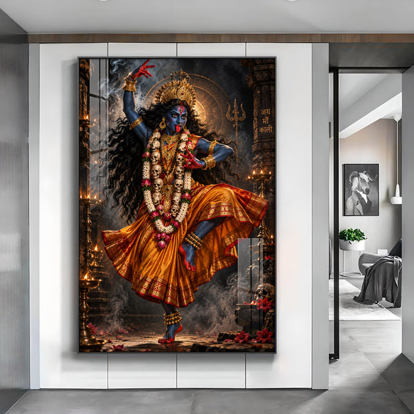 Maa Mahakali Glass Finish Vertical Wall Art