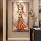 Radha With Shri Krishna Glass Finish Vertical Wall Art