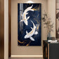 Pair Of White Fish Glass Finish Vertical Wall Art