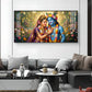 Radha Krishna Eternal Love & Devotion Glass Finish Horizontal Wall Art