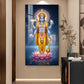 Divine Lord Vishnu Ji On Lotus Glass Finish Vertical Wall Art