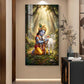 Bal Krishna With Calf Glass Finish Vertical Wall Art