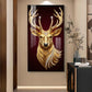 Golden Deer Head Glass Finish Vertical Wall Art