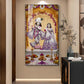 Depicting Radha & Krishna Glass Finish Vertical Wall Art