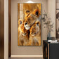 Lioness Cub Cuddling Glass Finish Vertical Wall Art