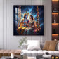 God Radha Krishna Glass Finish Square Wall Art