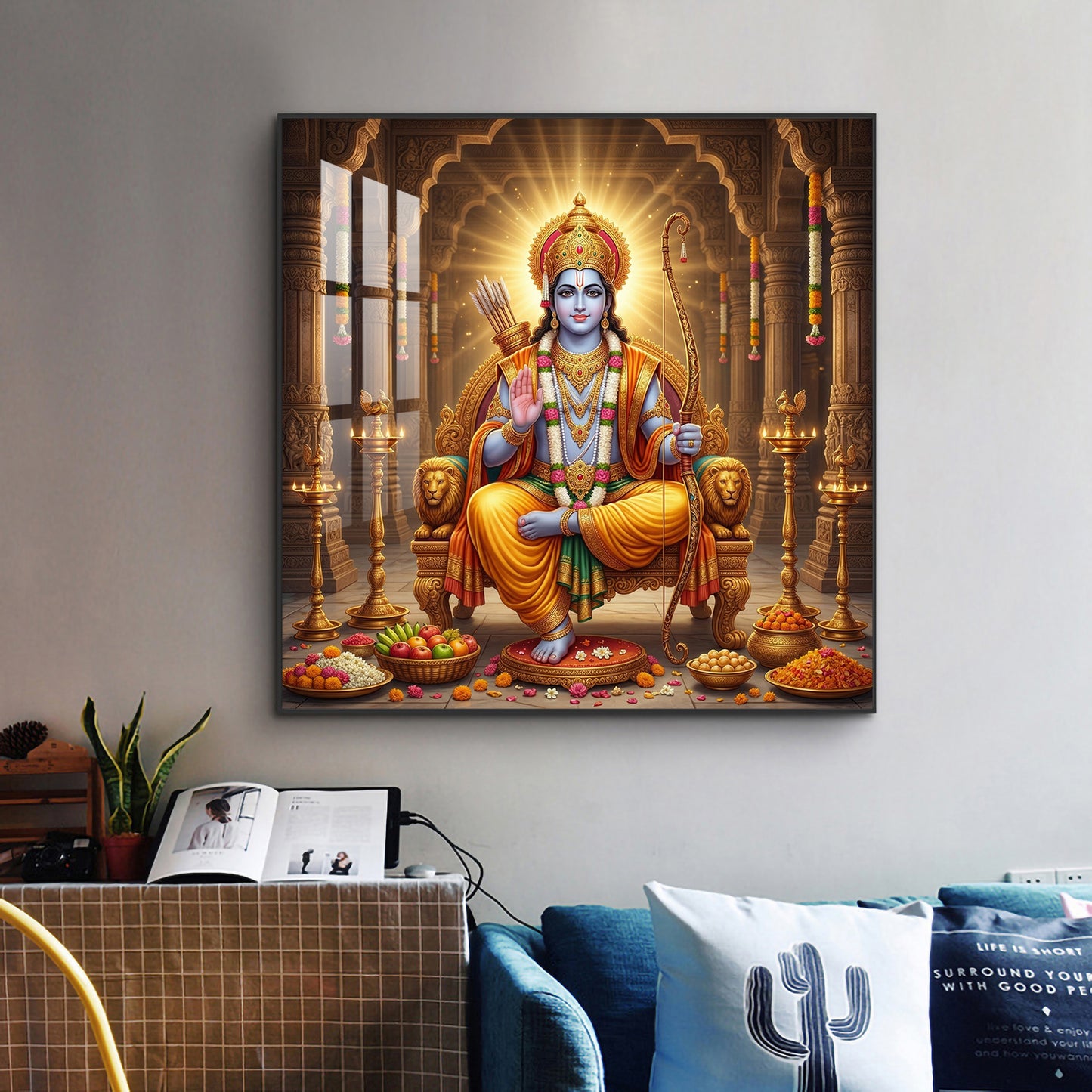 Lord Shri Ram Glass Finish Square Wall Art