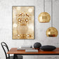 Golden Flowers With Vase Glass Finish Vertical Wall Art