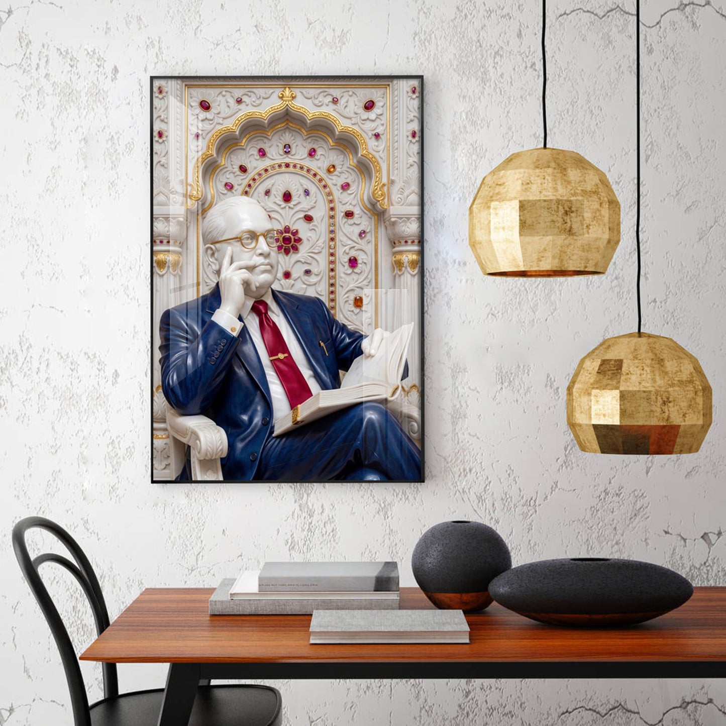 Dr. B.R. Ambedkar Glass Finish Vertical Wall Art
