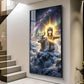 Mahadev With Nandi Glass Finish Vertical Wall Art