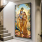 Radha Krishna Divine Love Glass Finish Vertical Wall Art