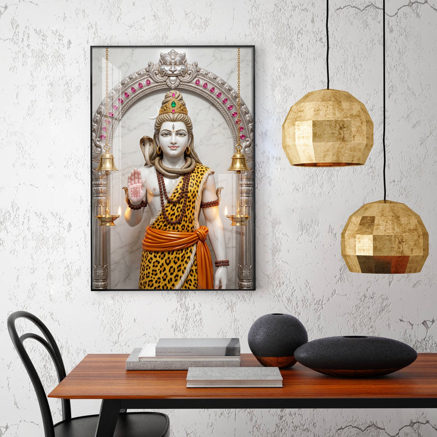 Lord Shiva In A Serene Pose Glass Finish Vertical Wall Art
