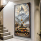 Lord Shiva Shivlingam Glass Finish Vertical Wall Art