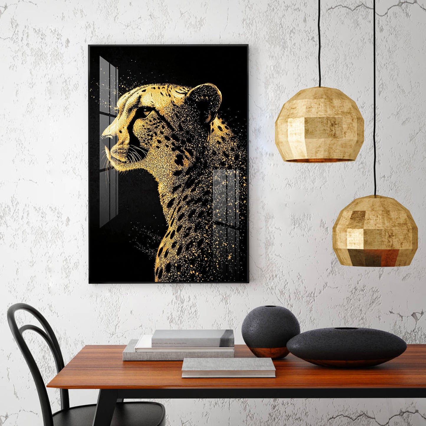 Leopard Glass Finish Vertical Wall Art