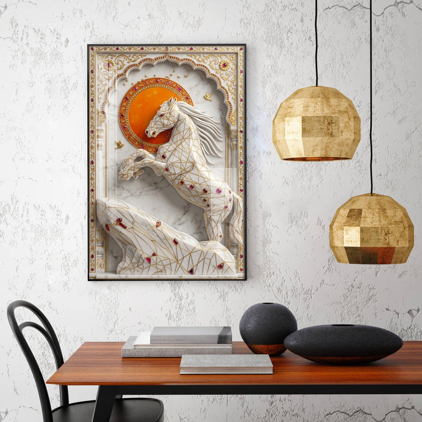 The Sacred Horse Glass Finish Vertical Wall Art