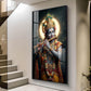 Divine Hare Krishna Glass Finish Vertical Wall Art