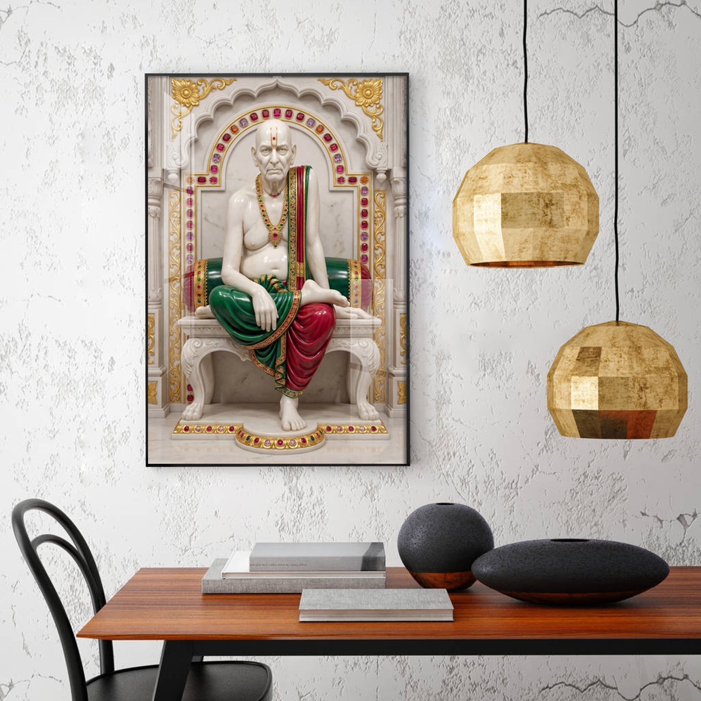 Jai Swami Samarth Glass Finish Vertical Wall Art