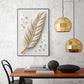 White & Gold Finish Feather Glass Finish Vertical Wall Art