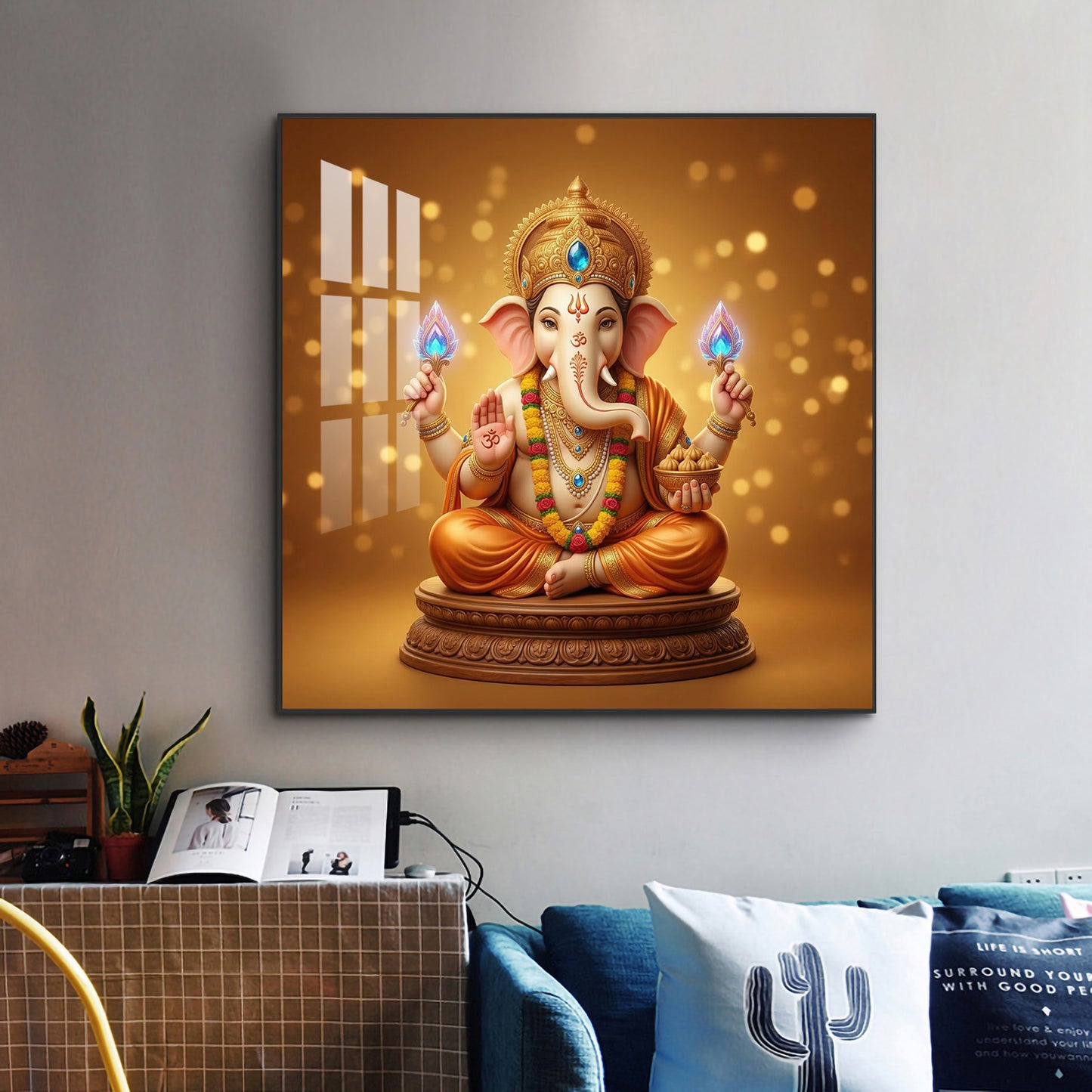 Divine Shree Ganesha ji Glass Finish Square Wall Art