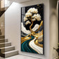 Golden Serenity Tree Glass Finish Vertical Wall Art
