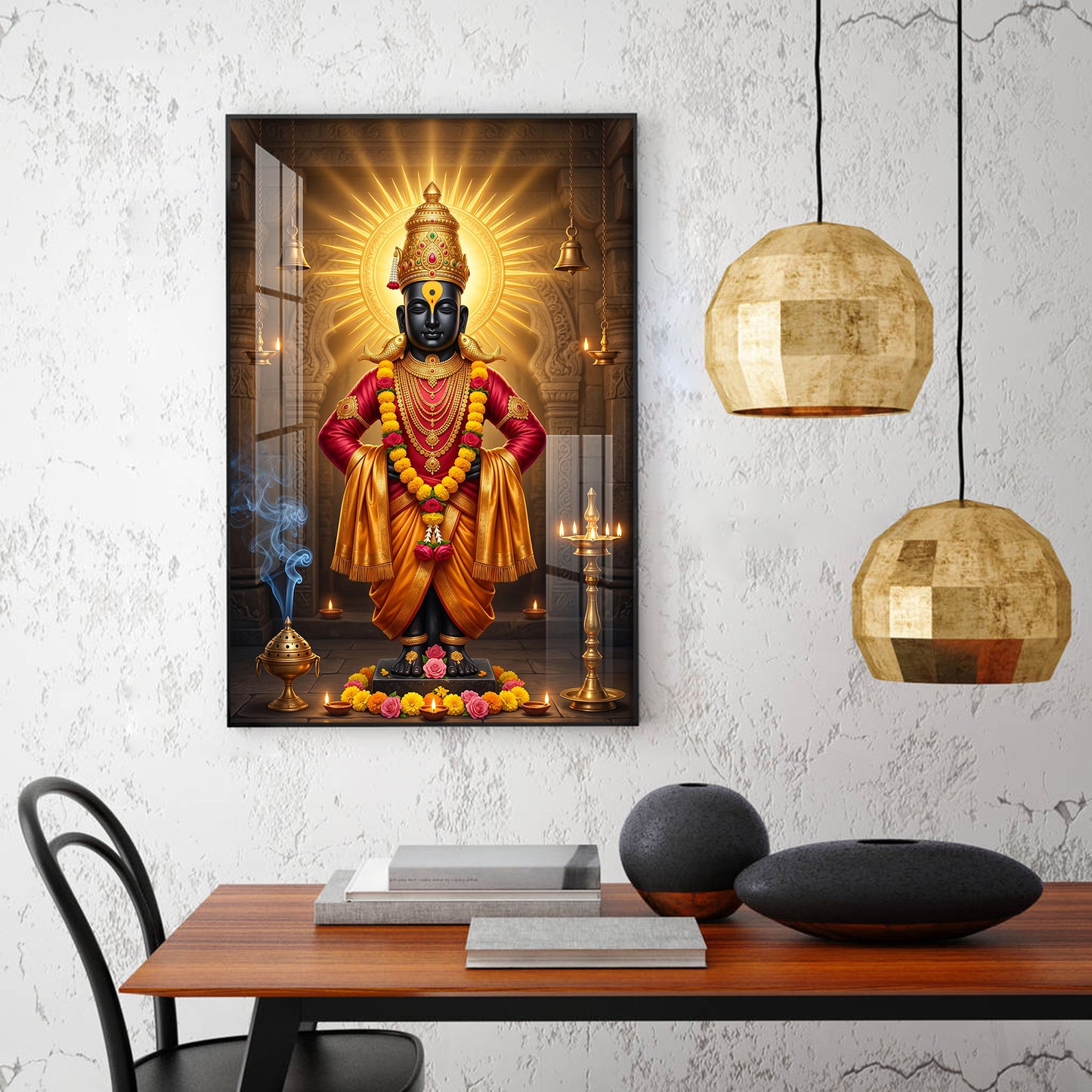 Lord Vithala Glass Finish Vertical Wall Art