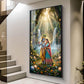 Beautiful Radha Krishna Divine Love Glass Finish Vertical Wall Art