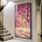 Elegant Pink Butterfly Glass Finish Vertical Wall Art