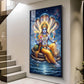 Lord Vishnu On Sheshnag Glass Finish Vertical Wall Art
