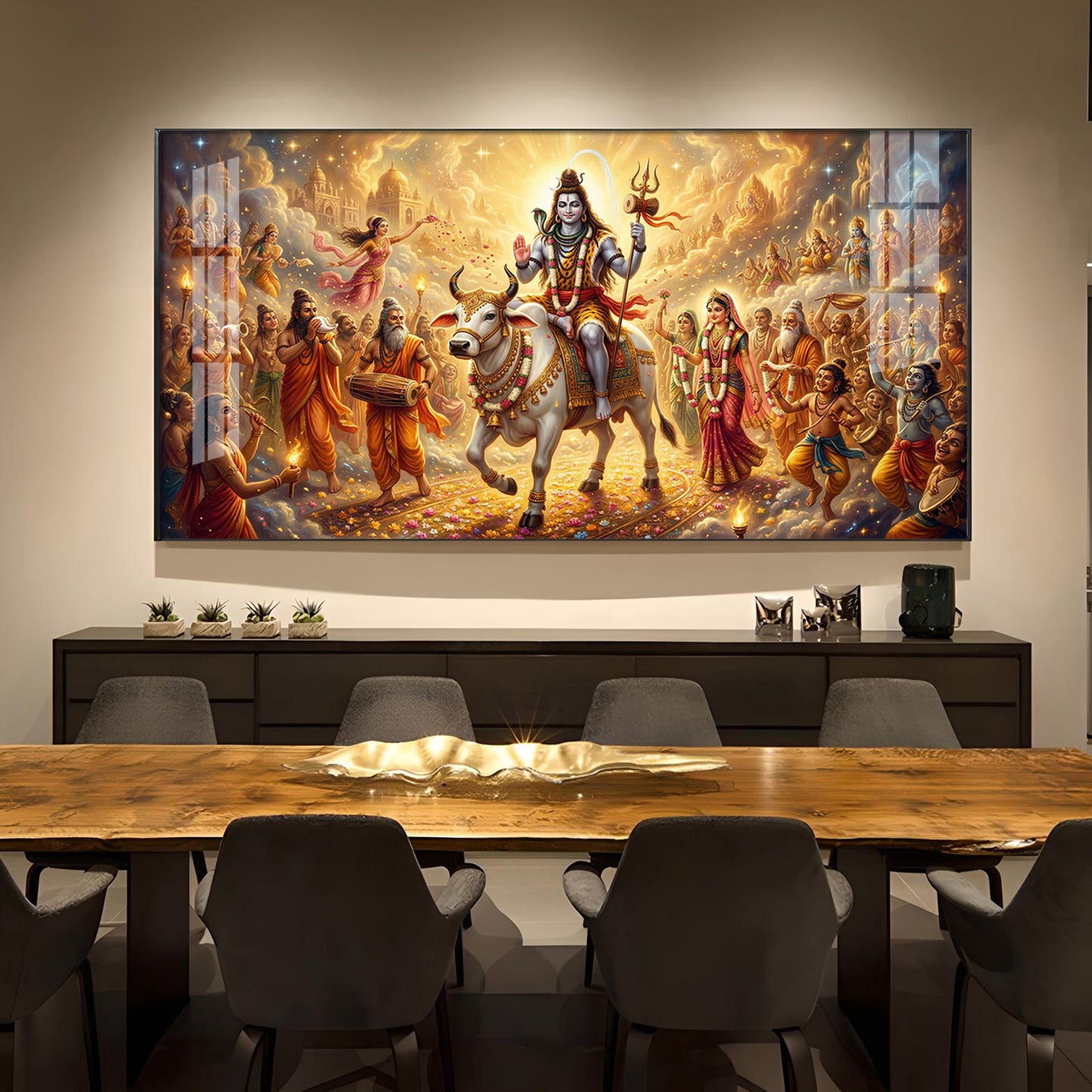 Har Har Mahadev Shambhu Glass Finish Horizontal Wall Art