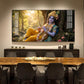 Lord Krishna Glass Finish Horizontal Wall Art