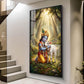 Bal Krishna With Calf Glass Finish Vertical Wall Art