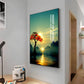 Golden Vista Glass Finish Vertical Wall Art