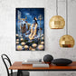 Lord Shiva Meditating Beside Nandi Glass Finish Vertical Wall Art