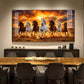 7 Running Horses Glass Finish Horizontal Wall Art