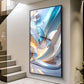 Enchanted Blue Flutter Glass Finish Vertical Wall Art