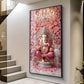 Divine Lord Ganesh Glass Finish Vertical Wall Art