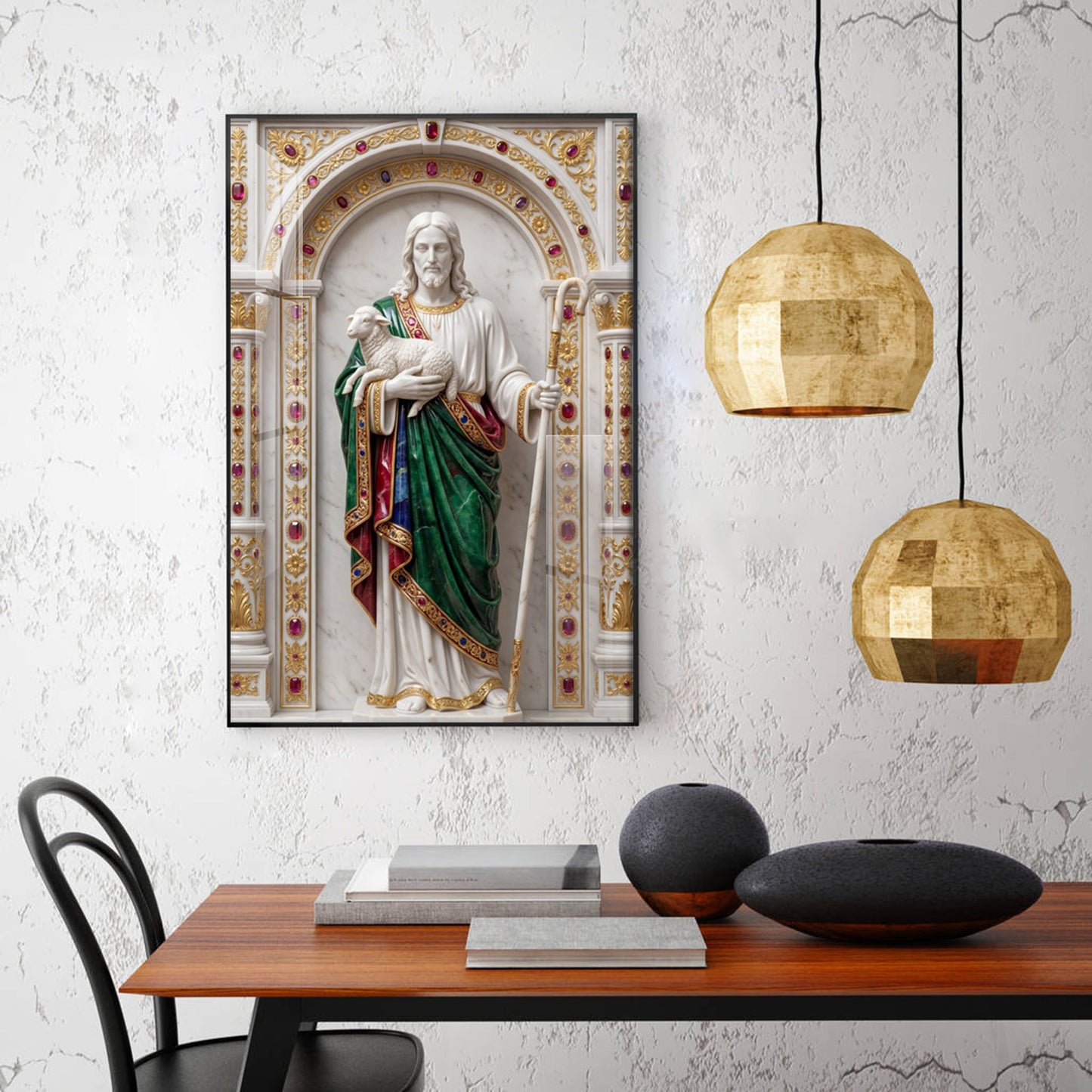 DIvine God jesus Glass Finish Vertical Wall Art