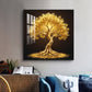 Golden Kalpavriksha Glass Finish Square Wall Art