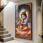 Little Kanha With Calf Glass Finish Vertical Wall Art
