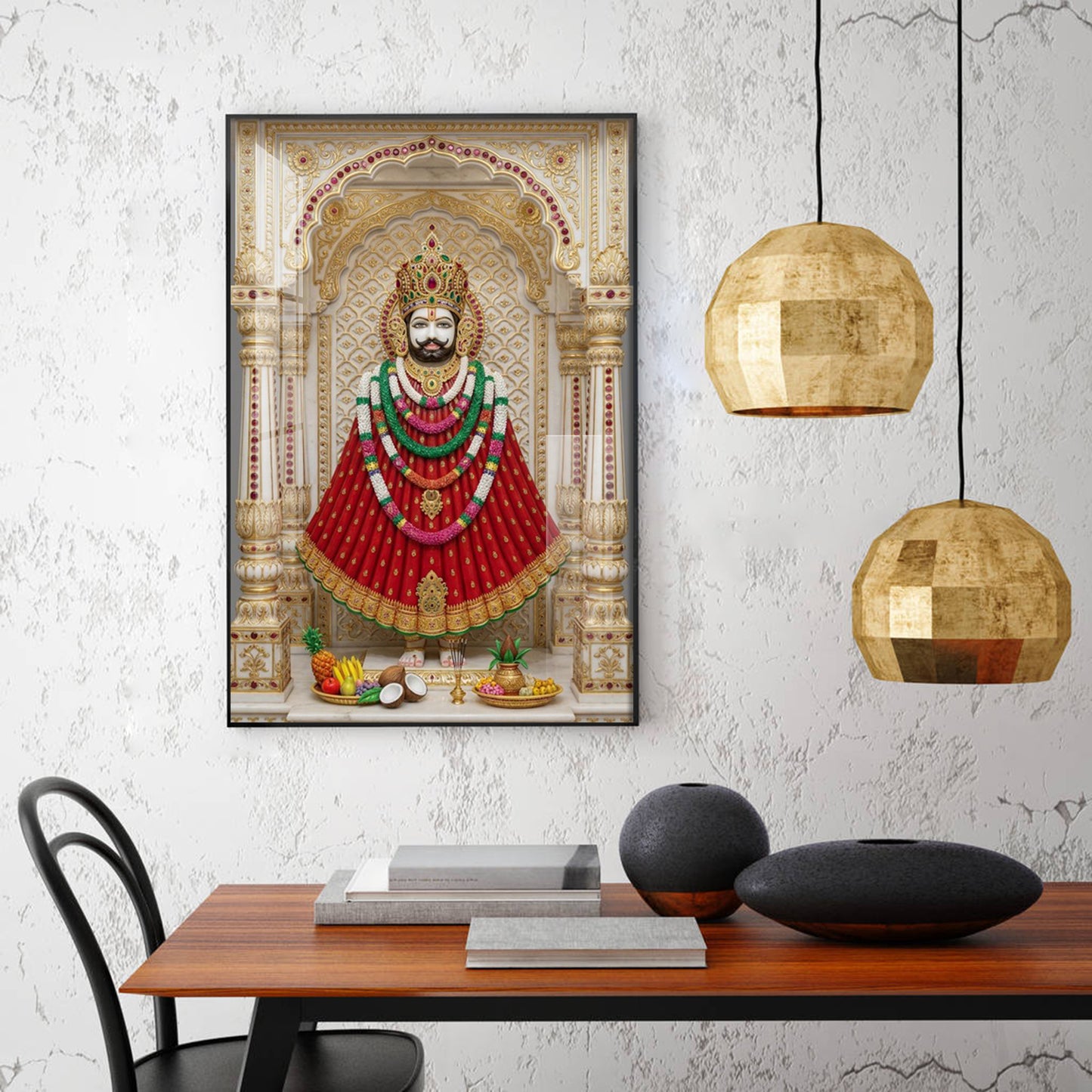 Khatu Naresh Shyam Baba Glass Finish Vertical Wall Art