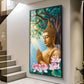 Religious Buddha Glass Finish Vertical Wall Art