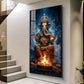 Divine Shree Ganesh Ji Glass Finish Vertical Wall Art