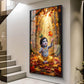 Lord Kanha In Forest Glass Finish Vertical Wall Art